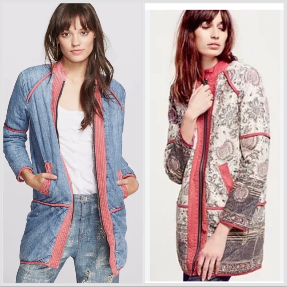 FREE PEOPLE Belario reversible paisley chambray jacket, S. - Picture 5 of 13
